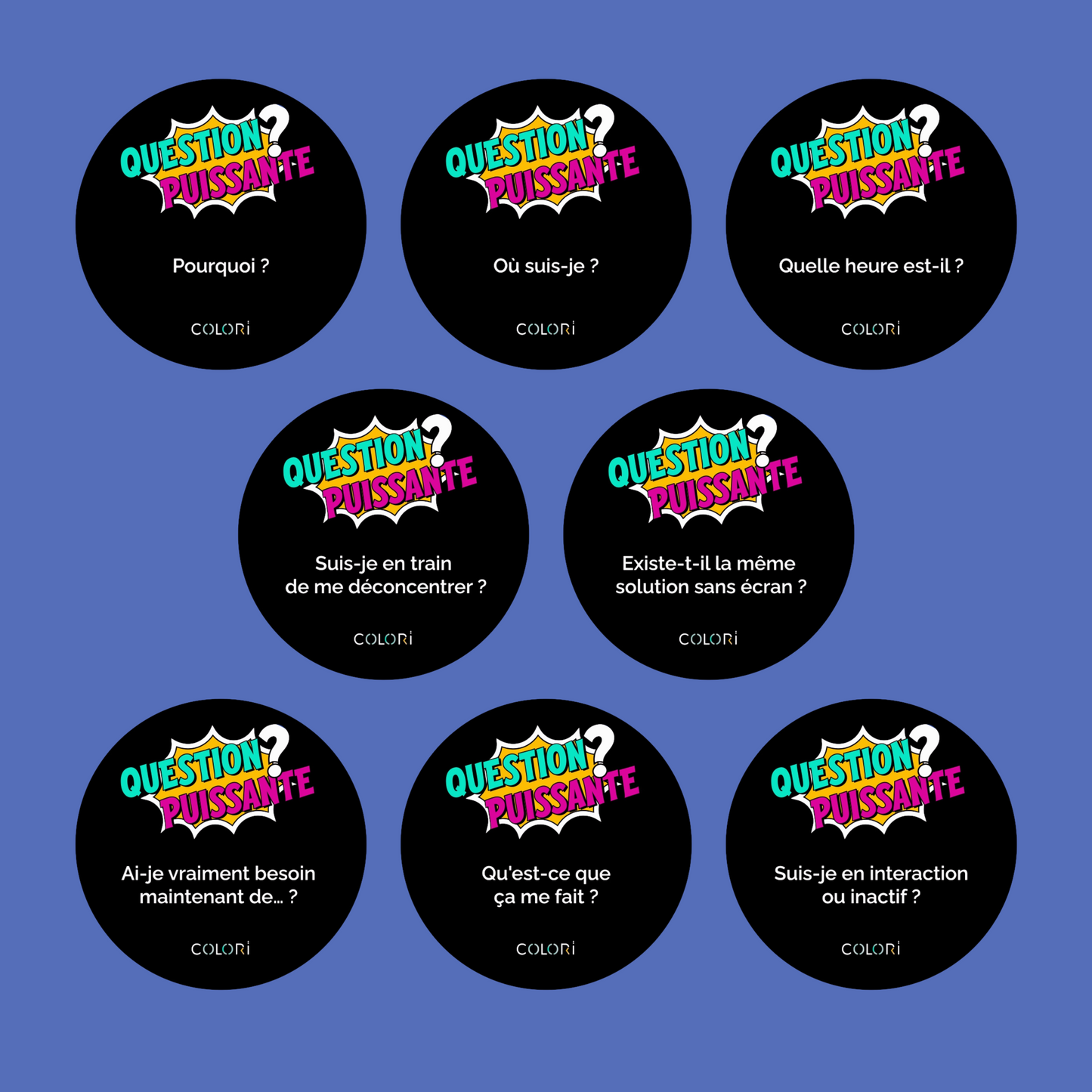 Stickers "Questions puissantes" fresque des écrans
